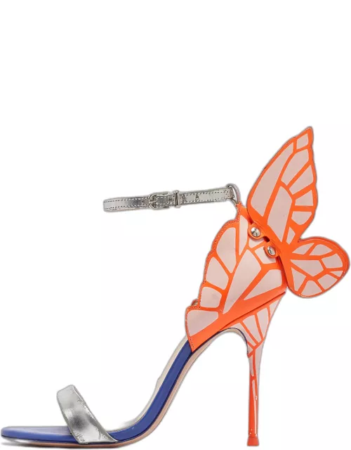 Sophia Webster Silver/Orange Leather Chiara Butterfly Sandal