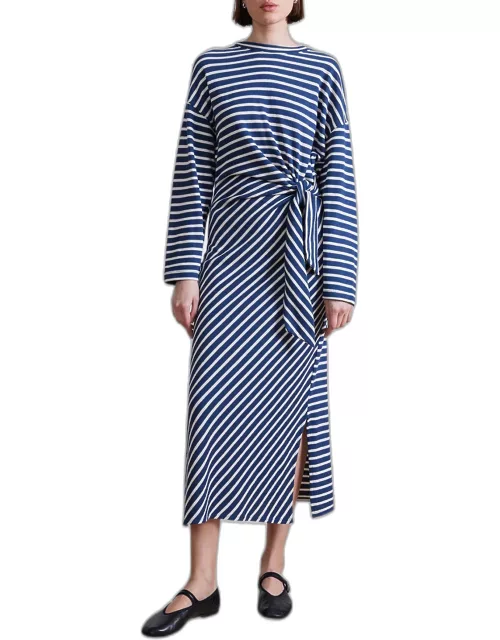 Vanina Striped Tie-Waist Midi Dres