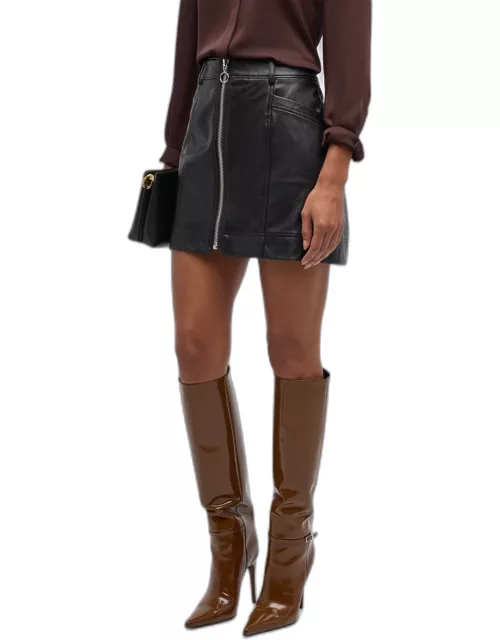 Nomi Faux-Leather Zip Mini Skirt