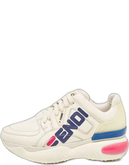 Fendi X Fila Cream Leather Fila Mania Platform Sneakers 35