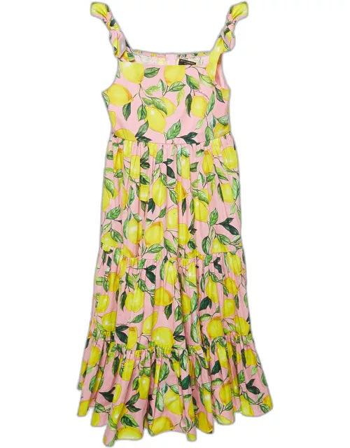 Dolce & Gabbana Pink Lemon Print Cotton Poplin Dress (11-12 Yrs)