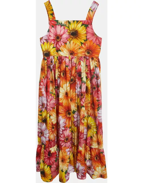 Dolce & Gabbana Multicolor Floral Printed Cotton Poplin Dress (11-12 Yrs)