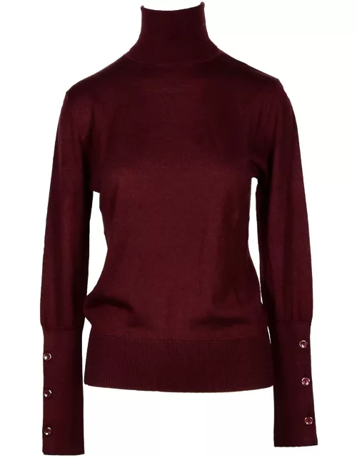 Snobby Sheep Bordeaux Silk & Cashmere Blend Womens Turtleneck Sweater