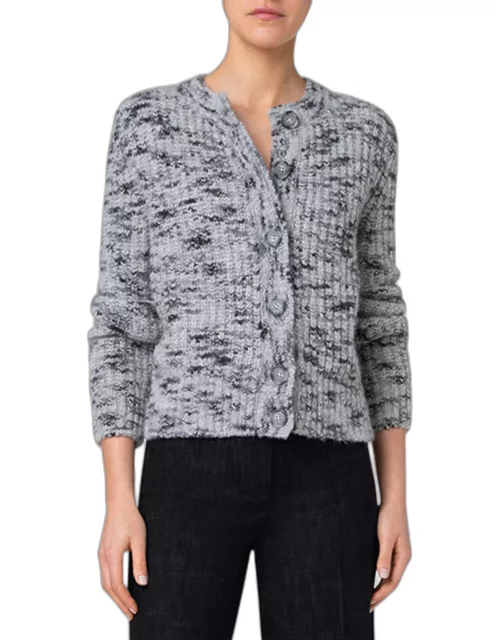 Mohair Tweed Knit Cardigan