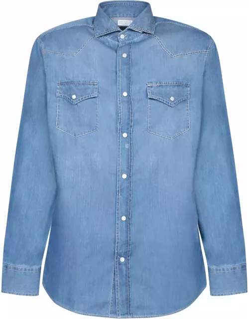 Brunello Cucinelli Blue Denim Shirt