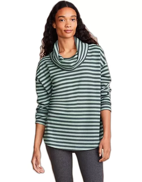 Loft Lou & Grey Stripe Brushed Wafflestitch Cowl Tunic Top