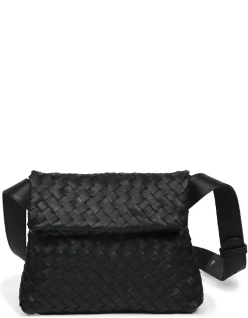 ALEO Bella Crossbody Woven Leather Bag - Black