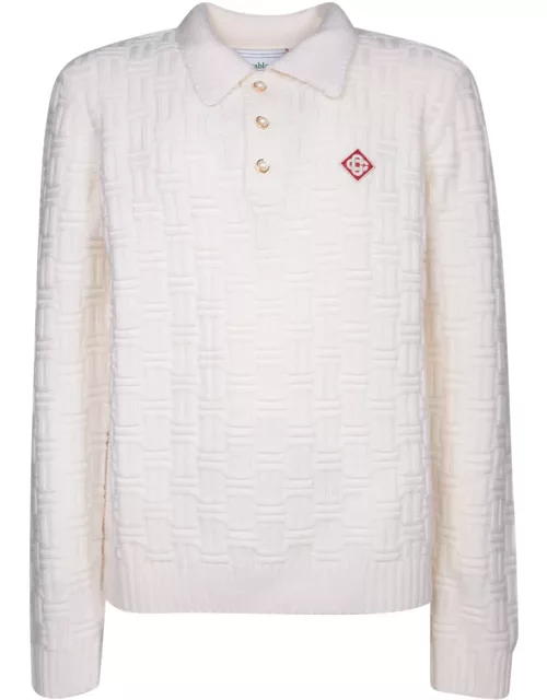 Casablanca White Merino Wool Polo Shirt