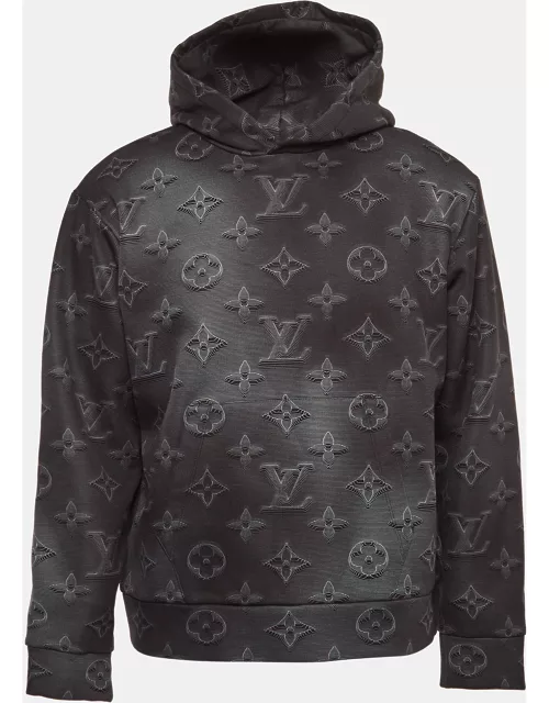 Louis Vuitton Grey 3D Monogram Cotton Knit Hoodie