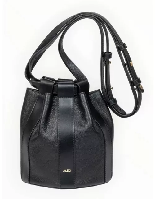 ALEO Lotus Leather Bucket Bag - Black