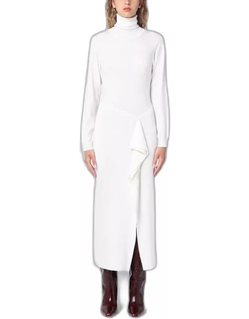 Cream-coloured turtleneck dress in wool blend