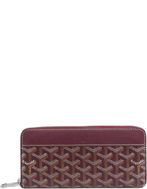 Goyard Burgundy Goyardine Matignon GM Zip Around Wallet