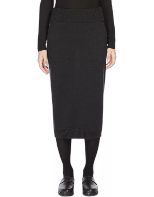 Melk Stretch Wool Midi Pencil Skirt