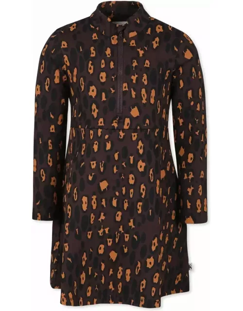 Mini Rodini Brown Dress Pour Fille Avec Leopard Print