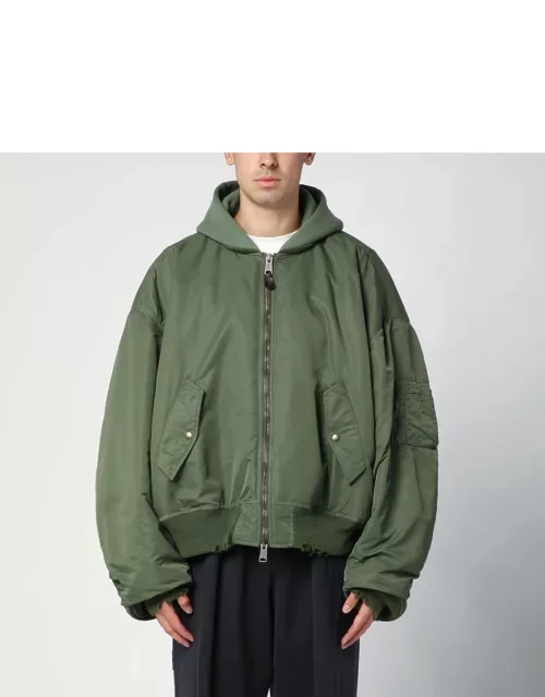 Medium fleece and nylon khaki bomber jacket