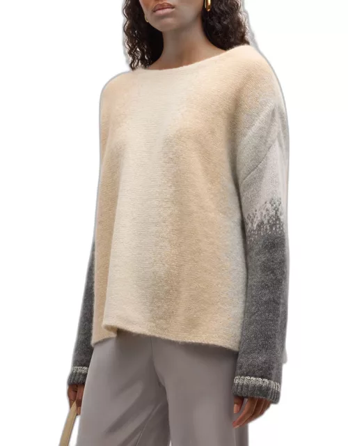 Ombre Lurex-Cashmere Tunic Sweater