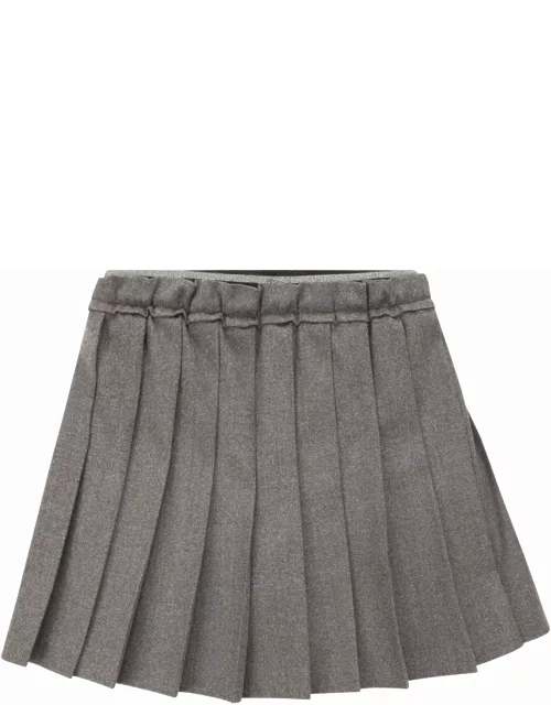 Brunello Cucinelli Pleated Mini Skirt In Techno Virgin Wool Flanne