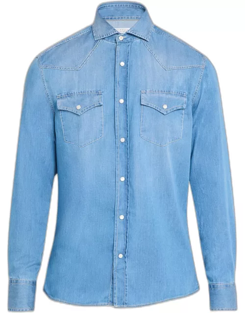 Men's Denim Snap-Front Western Shirt