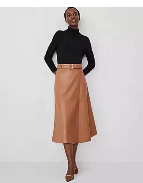 Ann Taylor Faux Leather Belted Wrap Skirt