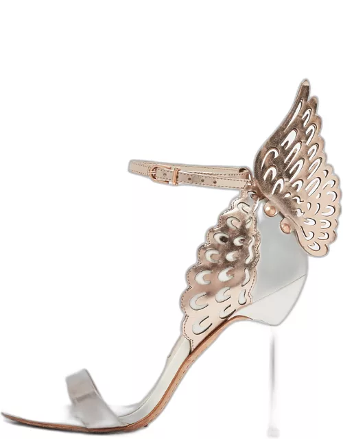 Sophia Webster Gold Laser Cut Rose Gold Leather Evangeline Open Toe Sandal