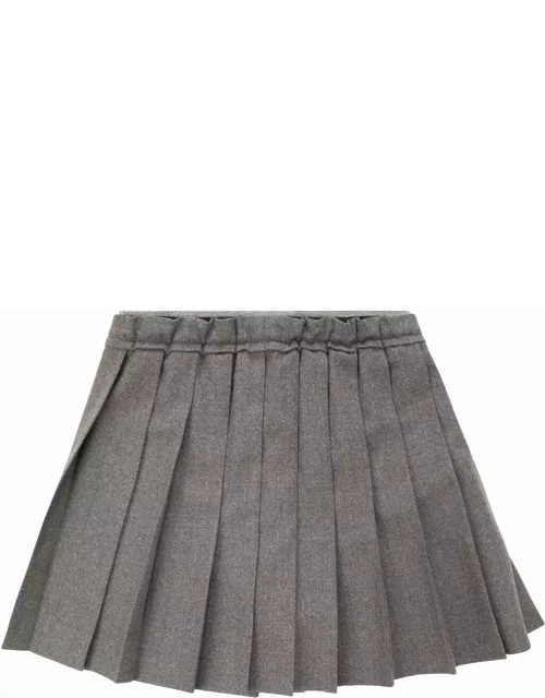 Brunello Cucinelli Pleated Mini Skirt In Techno Virgin Wool Flanne