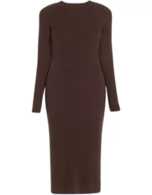 Liette Ribbed Cashmere Midi Dres