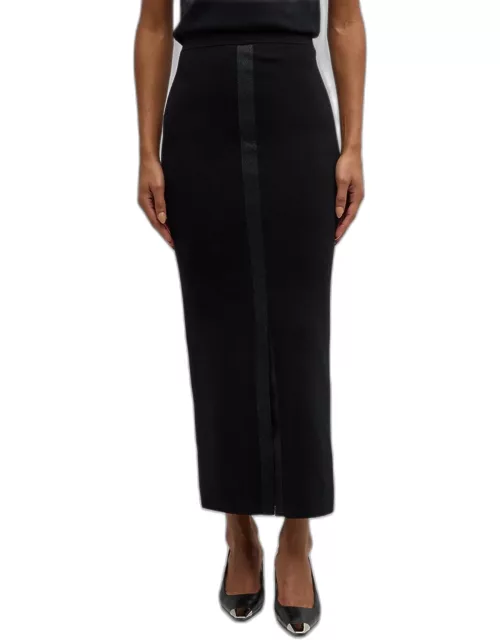 Shimmering Merino Ribbed Pencil Skirt