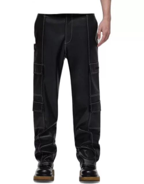 Men's Baggy Faux-Leather Cargo Pant