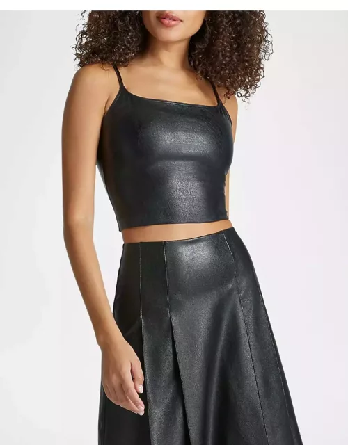 Coated Stretch Faux Leather Cami Crop Top