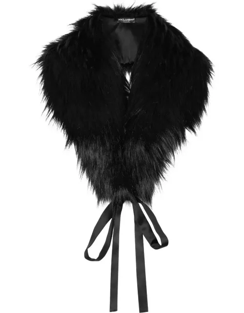 Dolce & Gabbana Ribbon-fastening Faux-fur Scarf