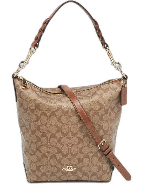 Coach Brown/Beige Signature Coated Canvas Abby Duffle Shoulder Bag