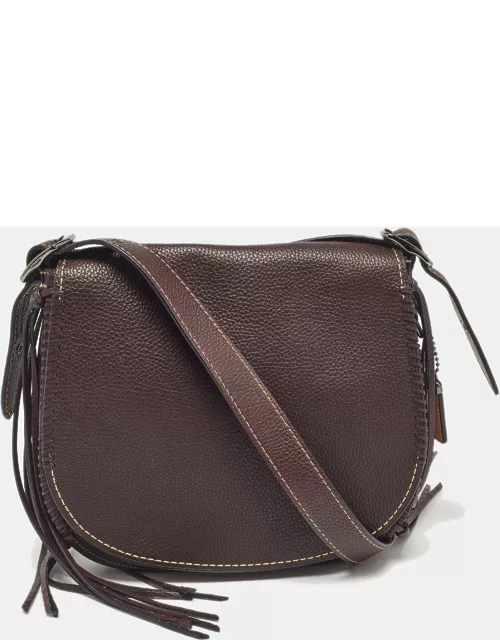 Coach Dark Brown Leather Whiplash Saddle Bag