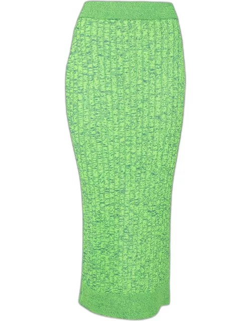 MM6 Maison Margiela Green Space Dyed Rib Knit Slit Detail Skirt