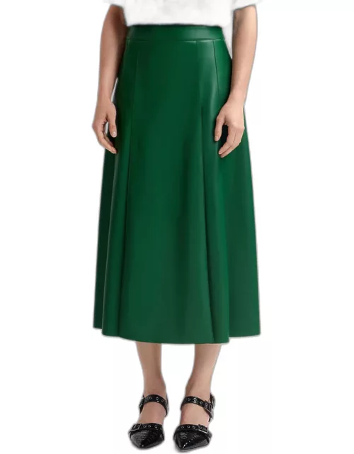 Geeuw Pleated Faux Leather Midi Skirt