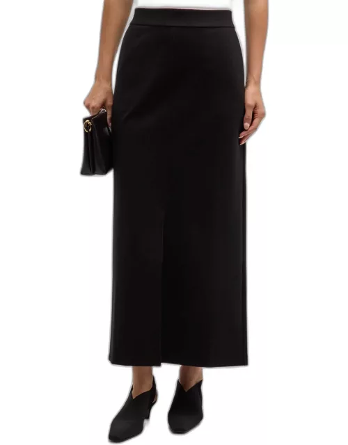 Petite Straight Front-Slit Ponte Maxi Skirt