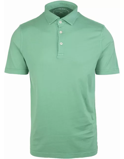 Fedeli Man Light Green Polo Shirt In Organic Cotton