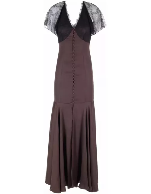 Rotate by Birger Christensen Lace Maxi V-neck Dres