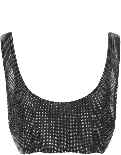 Giuseppe di Morabito Black Crop Top With Crystal