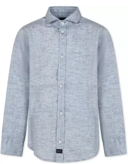 Fay Melange Light Blue Linen Shirt