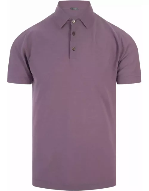 Zanone Lilac Cotton Short-sleeved Polo Shirt