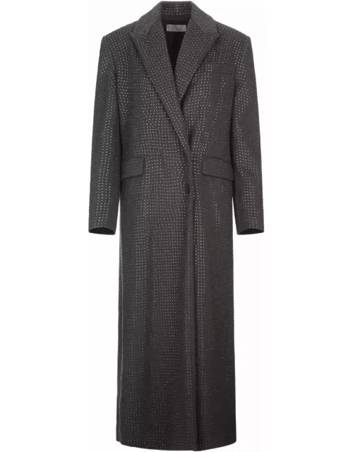 Giuseppe di Morabito Grey Long Coat With Crystal