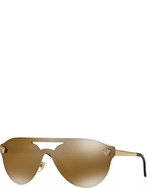 Mirrored Shield Brow-Bar Sunglasse