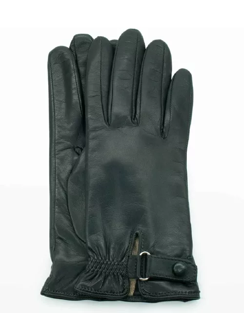 Cashmere-Lined Napa Gloves w/ Elastic Belt