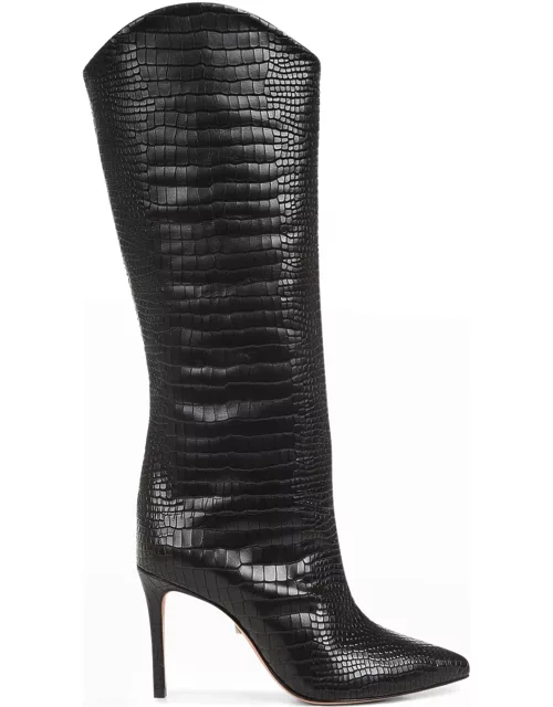Maryana Snake-Print Leather Knee Boot