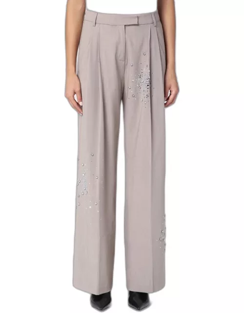 Beige palazzo trousers with decoration