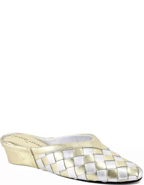 Woven Leather Wedge Slipper