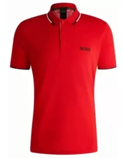 Polo shirt with contrast logos- Light Red Men's Polo Shirt