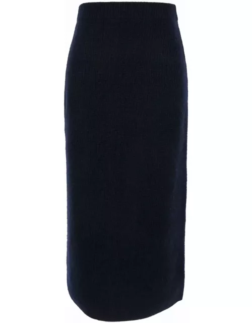 Fabiana Filippi Blue Pencil Skirt In Ribbed Wool Blend Woman