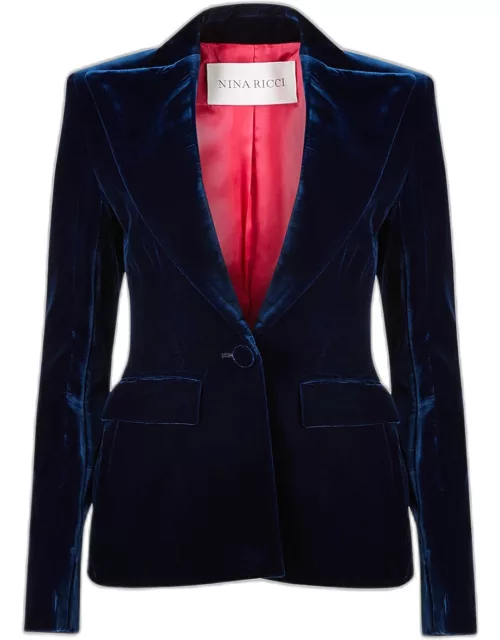 Velvet One-Button Blazer