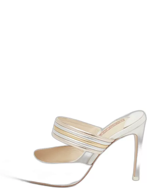 Sophia Webster White/Metallic Leather Joy Mule